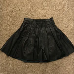 green leather skirt